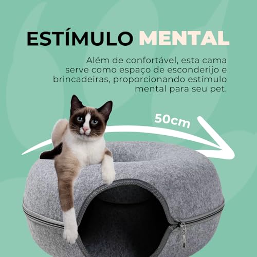 Cama Túnel Grande e Redonda para Gatos - Brinquedo Divertido de Tubo em Feltro (Cinza escuro)