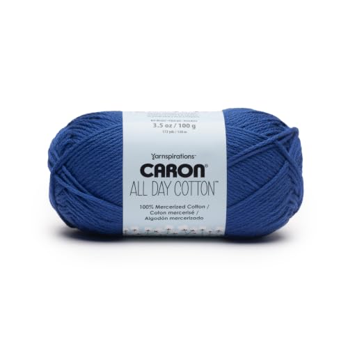Image of Caron All Day Cotton Yarn for Crocheting, Royal, 3-Pack