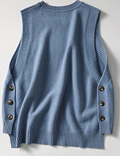 Image of HangNiFang Women's Round Neck Sleeveless Pullover Ribbed Knit Sweater Vest