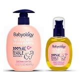 Babyology Bundle - Calming Baby Oil & Rose Baby Wash & Shampoo - Good for Sensitive Skin - Non Toxic