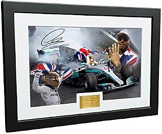 A4 12x8 Signed Lewis Hamilton - 4 Times World Champion Celebration Edition - Mercedes-AMG Petronas - Autographed Photo Photograph Picture Frame Motor Sport Formula 1 F1 Gift