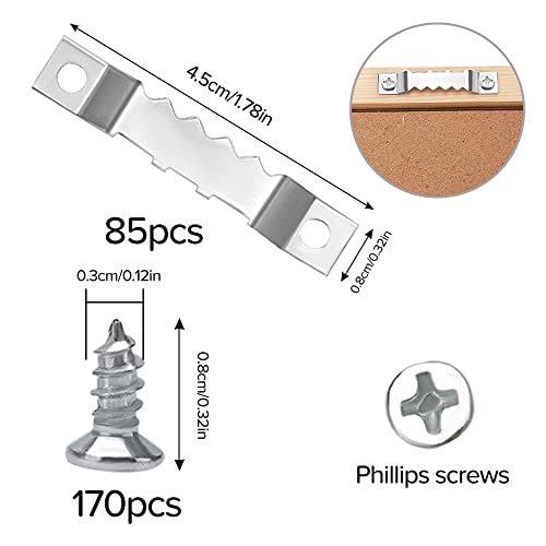 YIXISI 85 PCS Sawtooth Picture Frame Hangers + 170 PCS Screws, Sawtooth Photo Frames Holder Double Hole - Image 2