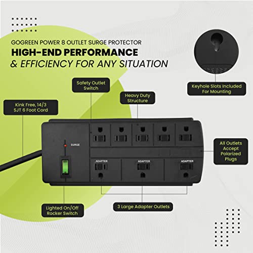 Go Green Power Gg-18316Bk 8 Outlet Surge Protector, Black #TOP3