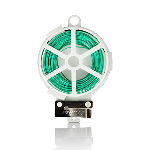 Fil de fleurs avec dispositif de coupe, fil de liaison résistant à la déchirure, vert sur rouleau, pour bricoler ou nouer des plantes, inoxydable Cover