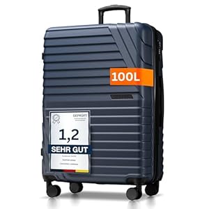Cocoono Hartschalenkoffer XL Groß - 100L Volumen erweiterbar auf 117L - 158cm Gurtmaß - 8 Rollen 360° drehbar - Leichter Koffer mit TSA Schloss & Teleskopgestänge - Reisekoffer mit Rollen (Navy, XL)