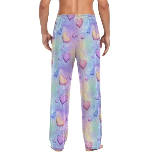 ALAZA Cute Hearts Marble Men’s Pajama Pants Soft Long Sleep Pants Lounge Pajama Bottoms with Pockets2