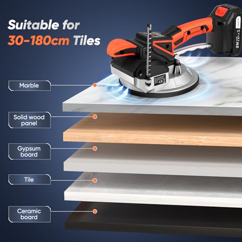 Tanniws Fliesenleger Maschine Wandfliesen Maschine Tragfähigkeit 100 kg Handgeführter Fliesenleger Automatische Nivellierung Vibrationswerkzeug zum Verlegen von Wandfliesen Mit 18x18 cm Saugnäpfen