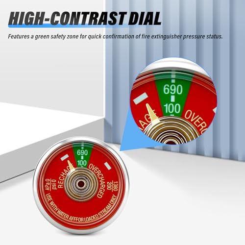 MEANLIN MEASURE 20PCS 0~100Psi Water Fire Extinguisher Gauge, Stainless Steel Pressure Gauge 1/8" NPT Clear Dial for Portable Water Fire Extinguishers, Fits Amerex, Ansul, Badger by MEANLIN MEASURE - Image 4