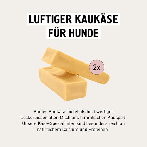 Kauies luftiger Kaukäse - 100% natürliche Käsestange für Hunde aus Kuhmilch, proteinreich, laktosefrei, glutenfrei, ideal für Welpen & Senioren, Made in Germany, Größe XXL (2 x 200g) bis 30kg