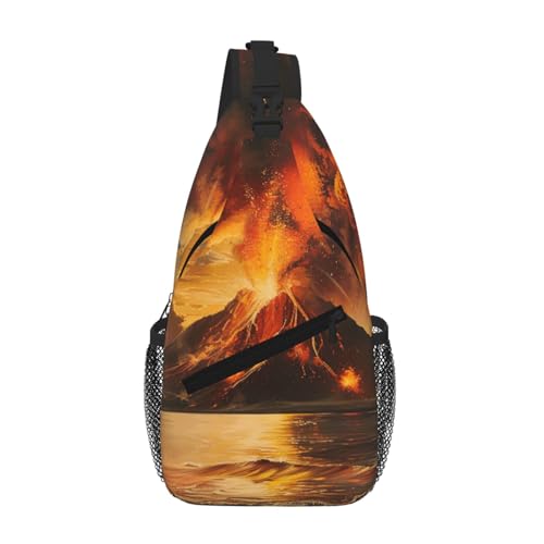 NBAGHPQ Volcano Print - Mochila cruzada para hombre y mujer, para viajes, uso diario, a la moda