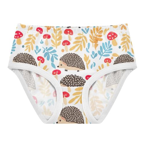 Cute Hedgehogs Colorful Leaves Cute Panties Girl Toddler Underwear Custom Cotton Fun Briefs Kids Undies 2t