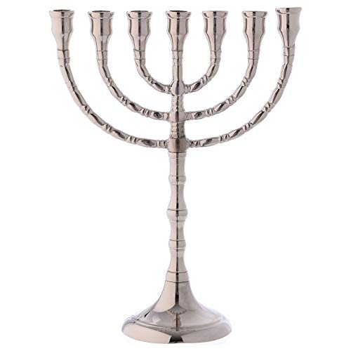 Menorah Candle Holder with 7 Flames in Silver-Plated Brass 25 cm