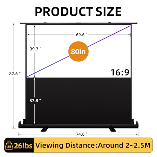 Pantalla manual portátil 80 pulgadas 16:9 para proyector miniatura 2