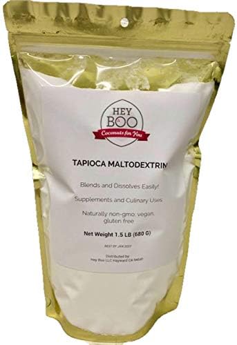 Hey Boo Tapioca Maltodextrin 24 oz (1.5 lbs) For Body Building, Beer Making, and Culinary DE10, All Natural, Non-GMO, Dispersed Easily in Cold or Hot Liquid