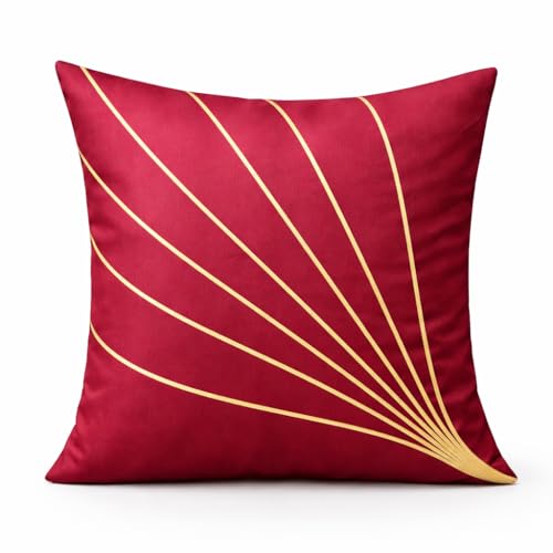 Image of LOFEY Dupion Silk Cushion Cover, 16 x 16 Inch (40 x 40 cm), Decorative Sofa Pillow Cover, Zipper Closure (2, Maroon)