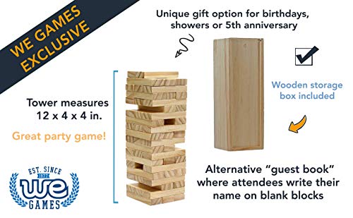 We Games Wooden Block Stacking Tower, Block Party Stacking And Tumble Game, Party Game For Adults, Tumble Tower Wedding Guest Book Alternative, Tabletop Games, Includes Storage Case, 12 Inches #TOP3