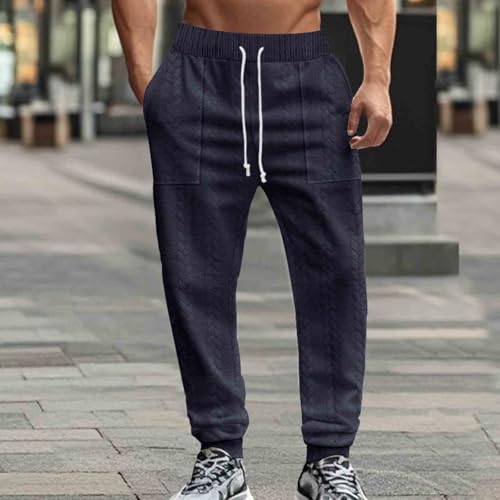 Cambkatl Men's Stylish Jacquard Joggers Outdoor Elastic Waist Lounge Pants Loose Athletic Casual Sweatpants with Pockets2