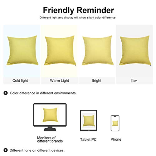 Uxcell Linen Throw Pillow Covers, Blank Cotton Lined Linen Cushion Cover, Decorative Square Throw Pillowcases For Couch Sofa Bed, 18" X 18", Yellow #TOP6