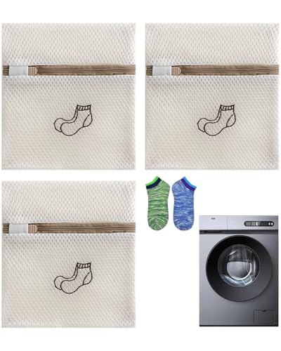 KEMUZ 3Pcs Bolsas de Malla de Lavandería, Bolsa de Lavadora Malla, Bolsas de Lavado con Cremallera, para Ropa Delicada, Sujetadores, Ropa Interior, Calcetines, Camisas- 18x20 cm