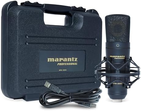 Marantz Professional MPM-2000U Mikrofon pojemnościowy USB do nagrywania na komputerze, podcastów i gier + uchwyt antywstrząsowy, kabel USB i etui