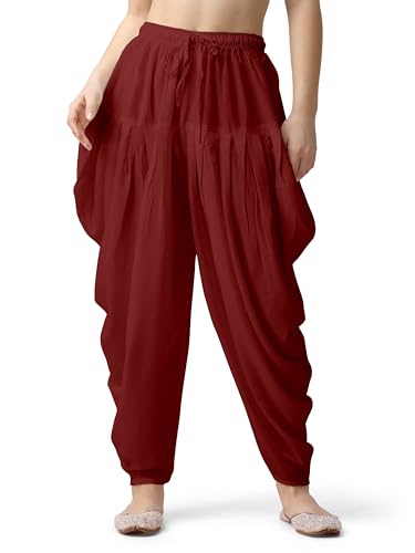 Image of Mehrang Loose Fit Rayon Dhoti Pant for Women Patiala Slawar Bottom Wear Harem Pants, Waist Free Size (26 Inch to 38 Inch)