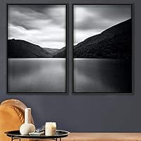 2 Piece Framed Canvas Wall Art Black and White Scenery Canvas Prints Home Artwork Decoration for Living Room,Bedroom - 16
