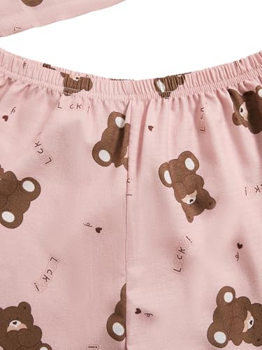 Image of Verdusa Women's 2 Piece Pajama Sets Cute Printed Fall Pajamas Sleepwear Button Up Shirt with Pants Lounge Pjs