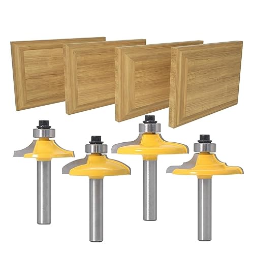 Fräs Skaft 8mm skaft 4PC-låda & Skåpdörr främre fräsbitssats - träbearbetningsfräs träbearbetningsbits (Size : 4PCS)