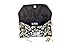 Bolso Clutch/Sobre de tela fallera valenciana negra con estampado de flores doradas...