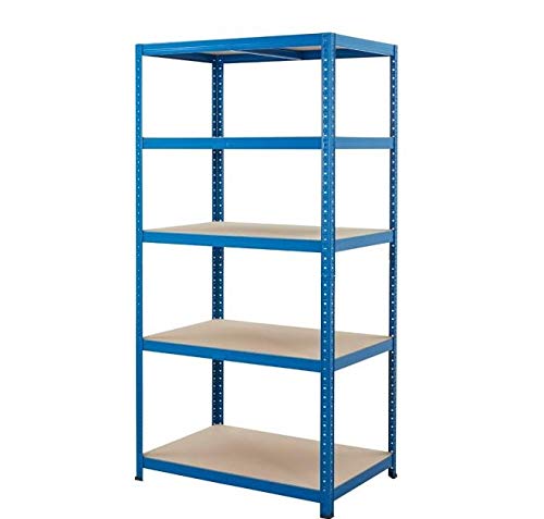 BiGDUG Heavy Duty Garage Shelving Unit - 1780h x 900w x 600d mm - 265kg UDL Capacity Per Shelf - Blue Heavy Duty Shelving - 5 Tier Racking
