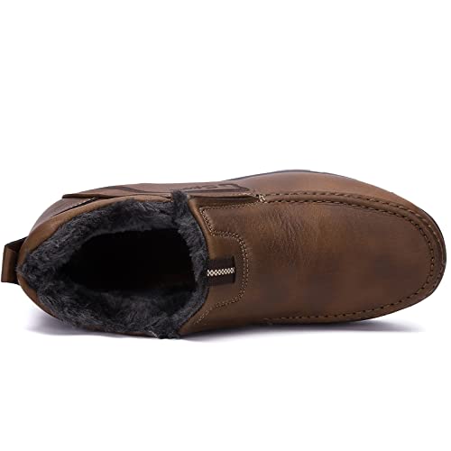Image of COSIDRAM Men Shoes Winter Snow Boots Cotton-Padded Slip on Casual Warm Walking Sneakers Waterproof House Shoes