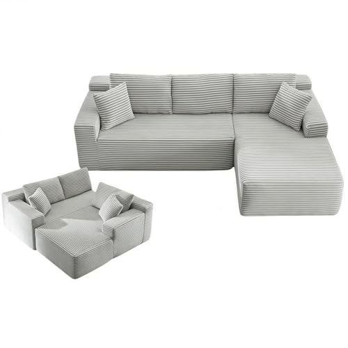 Sofá modular en forma de L, sofá de asiento profundo, tapicería de pana, cama modular minimalista para sala de estar, dormitorio, sala de estar