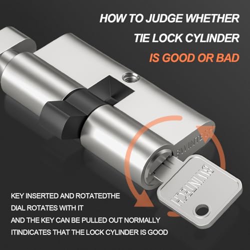 Bwintech 1 Stück 35T/35mm Euro Messingzylinder, 70mm Knauf/Schlüssel zylinderschloss mit 5...
