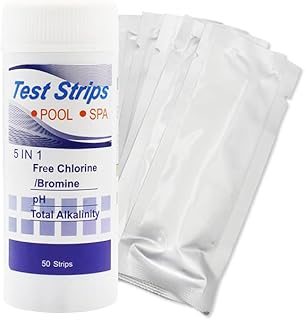 Tiras de teste de qualidade de água de aquário 50 pçs 5 em 1 para teste de água de piscina de aquário de fonte termal Detecção de água potável Tiras de teste de testador de qualidade de água