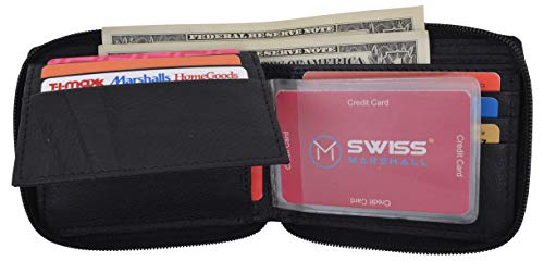 Men's Zipper RFID Blocking Premium Leather Zip-Around Credit Card ID Bifold Wallet With Gift Box3