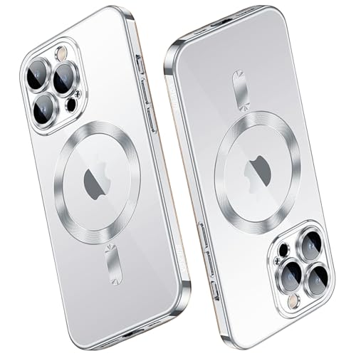 Coque iPhone 16 Pro Max MagSafe transparente et argentée avec protection objectif
