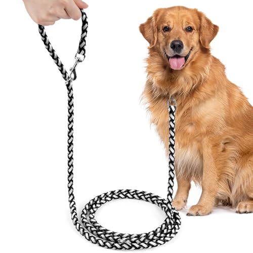 vsshe Guinzaglio per cani 2,5 metri, con guinzaglio riflettente intrecciato, per cani di taglia grande e media, resistenza estrema fino a 200 kg, guinzaglio retrattile regolabile per cani