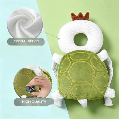 Image of Baby Head Protector Backpack, Soft Breathable Safety Cushion for Walking and Crawling, Unisex Toddler, (Green)