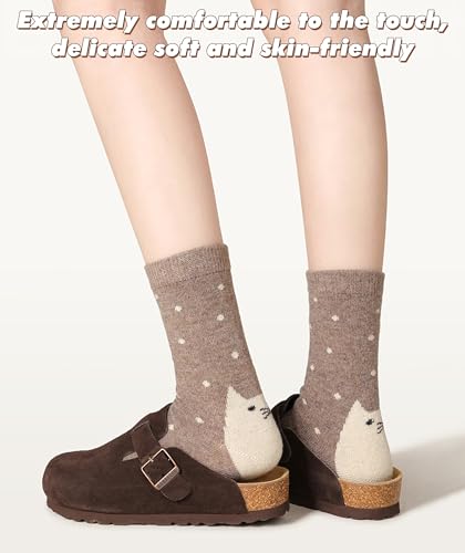 Image of IIG Cute Warm Wool Socks for Women Super Cozy Thick Crew Winter Socks Gifts, 5 Pairs