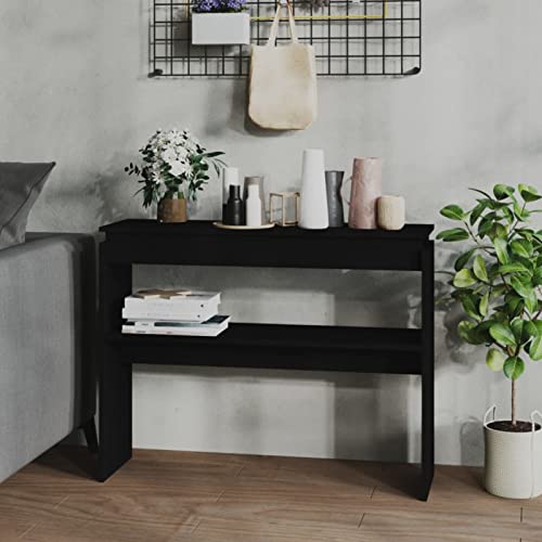 Xichuzi Mesa Consola Madera contrachapada Negro 102x30x80 cm, Mesa Entrada, Mesa Recibidor Estrecha, Mesa De Centro Salon, Mesa Auxiliar, Mueble Entrada