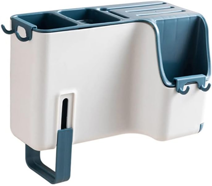 Wall Mounted Cutlery Drainer Rack Kitchen Spoon Fork Chopstick Storage Holder Tableware Organizer Gadget(Blue)