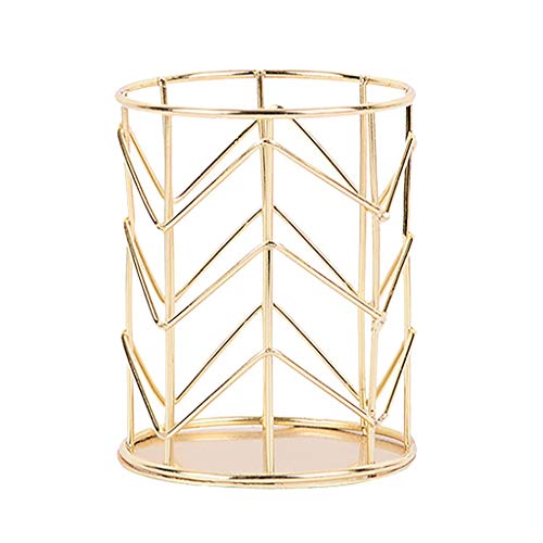 Preisvergleich Produktbild erthome Runde Stift Bleistifthalter Bürobedarf Schreibtisch Veranstalter Eisen Make-up Pinsel Rohr Studie Hause Essentials, Heimtextilien, Schlafzimmer Wohnzimmer (Gold)