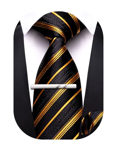 Image of Barry.Wang Boys Ties School Pre-Tied Kids Necktie Handkerchief Clip Set Uniforms Child Ties for 8-14 Years Wedding Party