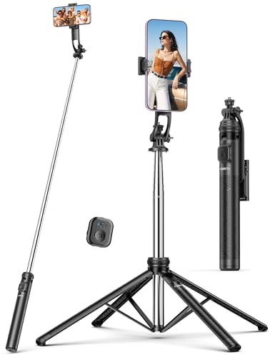 182CM Handy Stativ & Selfie Stick, Integriertes Ausziehbares Quad Stativ für Smartphone, Stabilität auf vier Achsen, Tragbarer Reisestativ-Ständer mit Fernbedienung für iPhone/Samsung/Android/Kamera 1