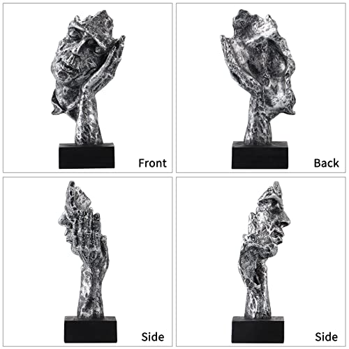 Moligou 3Pcs Thinker Statue, No Hear No See No Speak Abstract Art Figurine, Sculpture Decor For Office, Desktop, Bookshelf (Silver) #TOP1