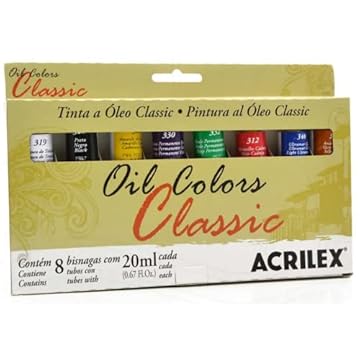 Estojo Tita Óleo Classic Colors Acrilex com 8 Bisnagas Multicor 20ml
