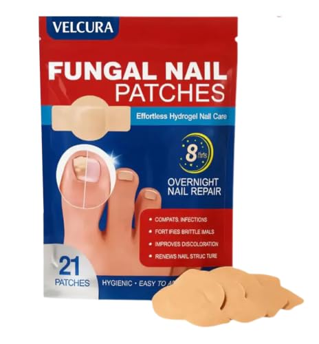 Velcura Fungal Nail Patches Extra Strong 8-Hour Overnight Treatment for Damaged Toenails & Fingernails Restores Nail Strength & Appearance Breathable & Gentle (1PC)