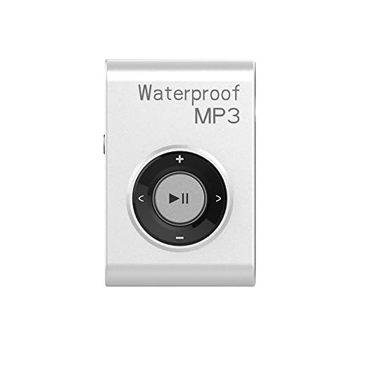 SWMIUSK Waterproof MP3 Player for Swimming Diving Sports with Swimming Headphones, Built-in 8GB Memory Support Lossless Audio Format and Shuffle Feature (White)