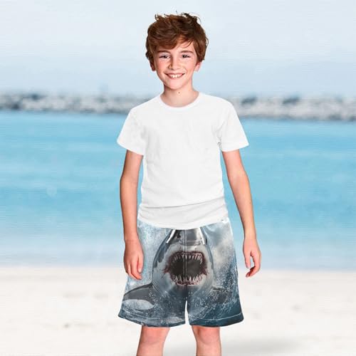Blue Shark Water Swim Trunks for 8-12 Years Swim Beach Shorts Kids Swimwear Board Shorts Bathing Suit Swimming Essentials 6