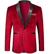 MAGE MALE Men's Velvet Slim Fit Suit Blazer Jacket Shawl Lapel One Button Dinner Prom Wedding Tuxedo